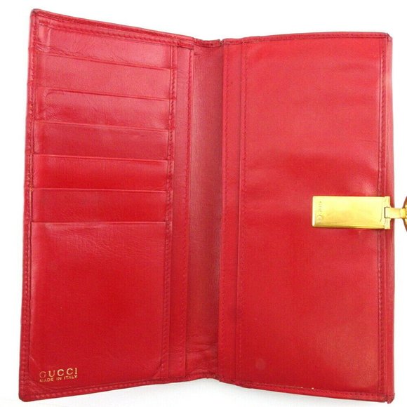 GUCCI Long Wallet Horse Shoe Leather Authentic USED - Picture 5 of 11